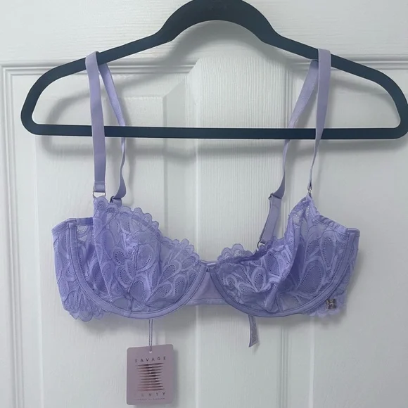 Savage Not Sorry Unlined Lace Balconette Bra in Lavender - Picture 2 of 7